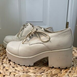 Vagabond Chunky Ankle Boots Heels White Laces Women's Shoes Size 39